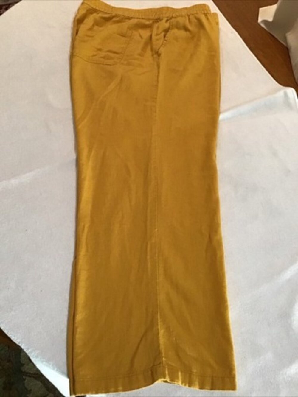 Drawstring yellow %100 linen pants